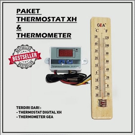 Paket Thermostat Termostat Digital XH W3001 Termometer Thermometer Mesin Tetas Telur Full Otomatis