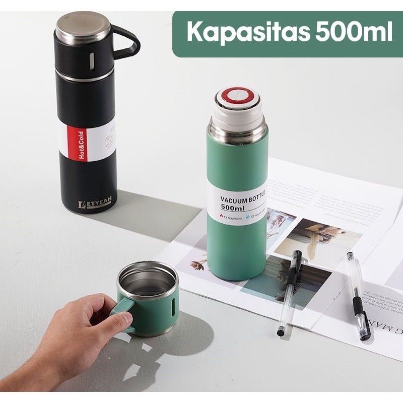 Termos Air Panas Dingin Tumblr Vacuum Flask Stainless / Thermos Set Cangkir Kopi