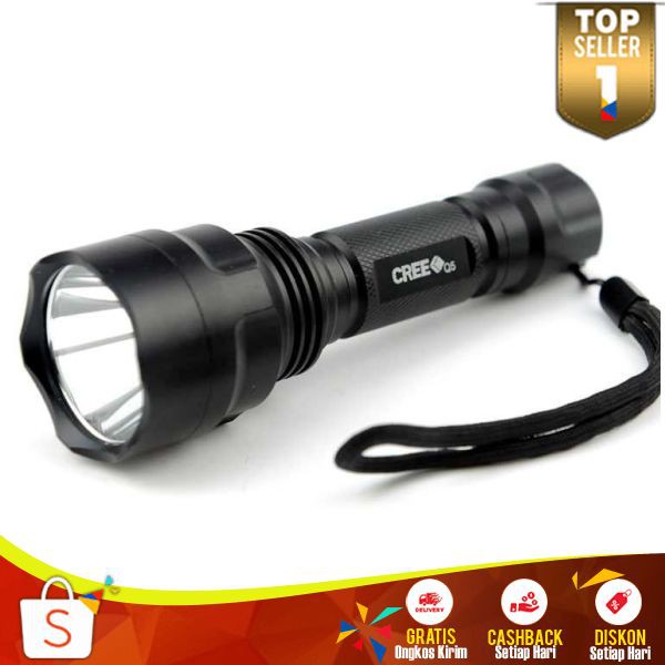 TaffWare Senter LED TH 03 Flashlight Waterproof Cree Q5 3800 Lumens Multifungsi Perlengkapan Outdoor