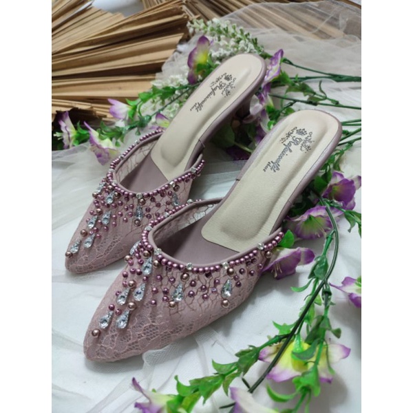 sepatu Sintya mauve cantik 3cm runcing