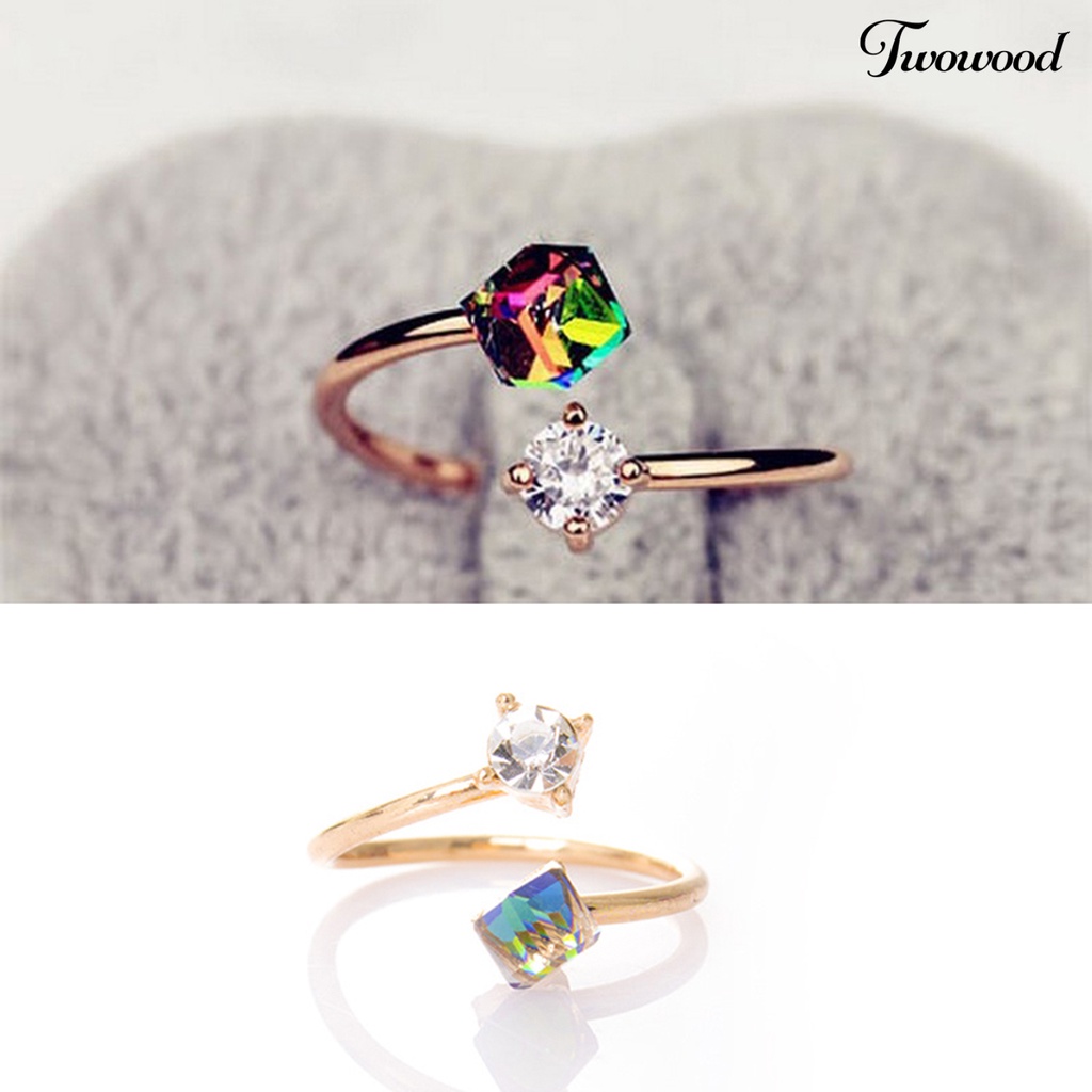 Cincin Berlian Imitasi Warna-Warni Bahan Alloy Untuk Pertunangan