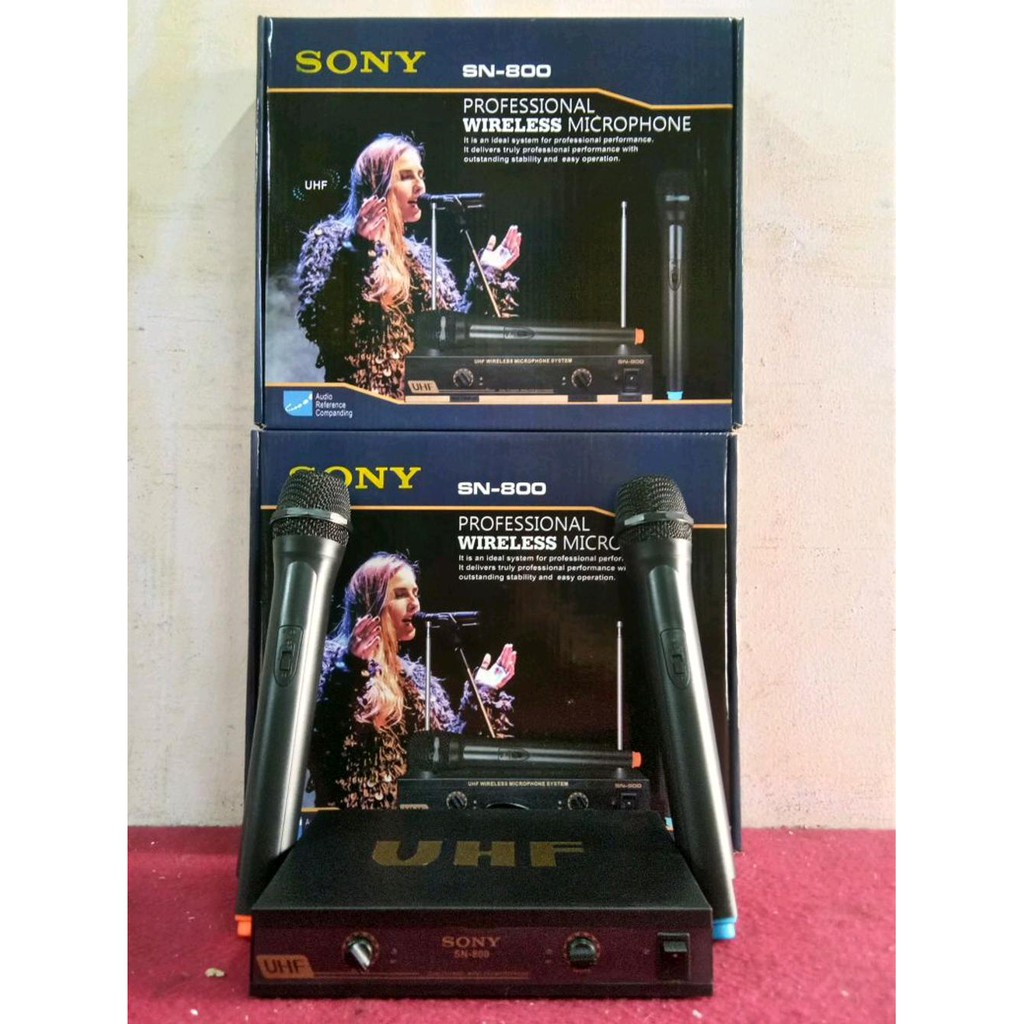 Mic Microphone Double Wireless Sony SN 800 suara mantap Batrai AA