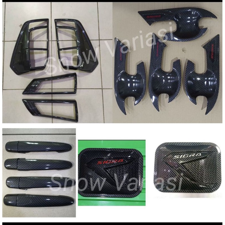 Paket Garnish Belakang Outer Handle Tank Cover Calya Sigra 2016 2021 Carbon