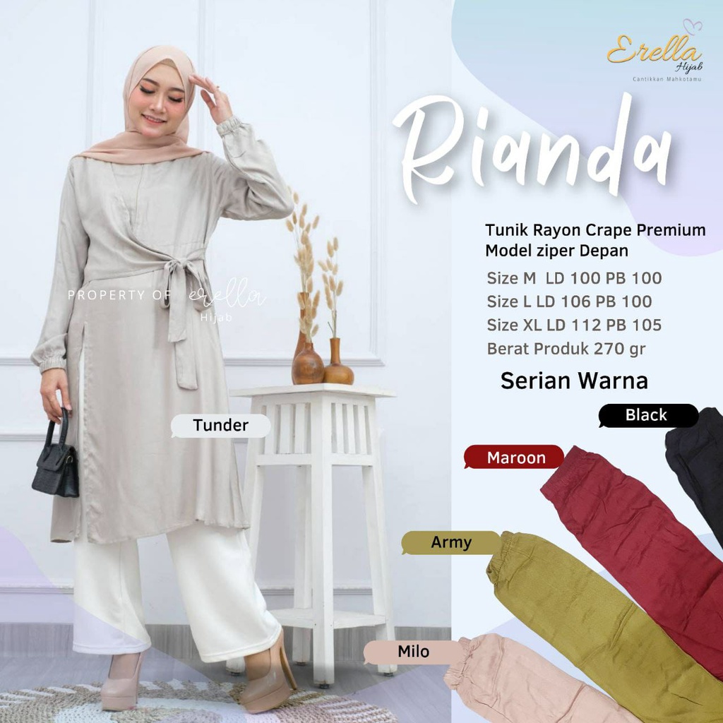 Tunik wanita Tunik rayon Baju tunik wanita Atasan tunik Tunik rayon polos RIANDA BY ERELLA