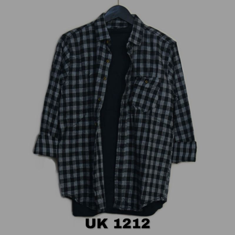 KEMEJA FLANEL PRIA BLACK & GREY PREMIUM BEST SELLER