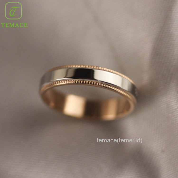 S925 sterling silver berlapis 14 K cincin emas, Jepang sederhana kecil segar tumpukan liar mengenaka