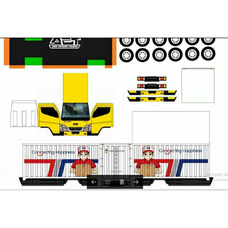 🆕 Lembaran PaperCraft Truk BOX Kargo JNE Express Ukuran P.20cm L.5,5cm T.±8cm