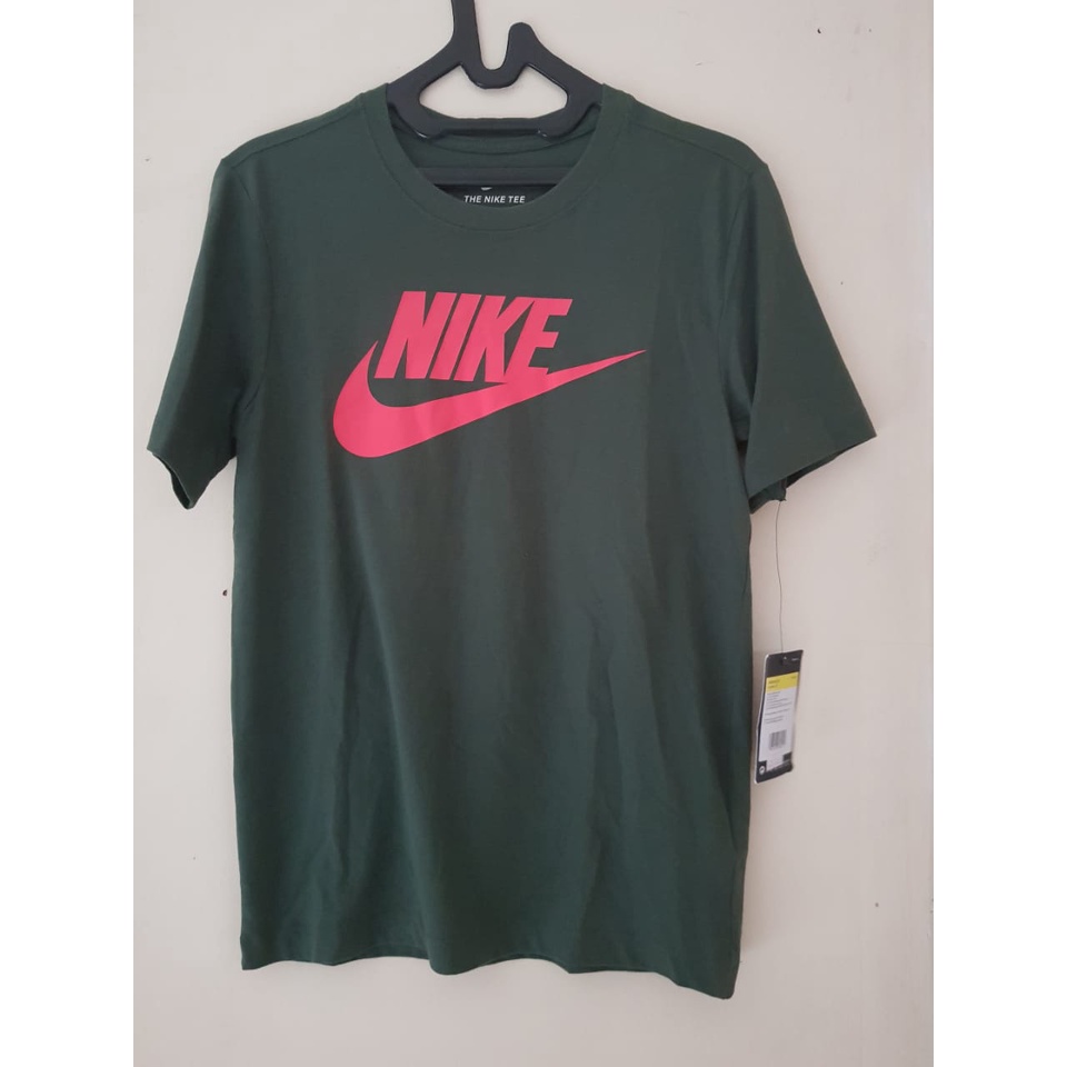 kaos pria nike ori tee nsw icon baju murah BARU pasti ASLI Hijau swoosh merah sz S diskon bnyk N5X