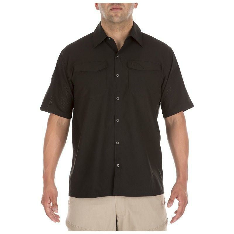 Kemeja Bigsize Jumbo Outdoor 5.11 Tactical Freedom Flex SS Shirt - Kemeja Polos Hitam Pria Original