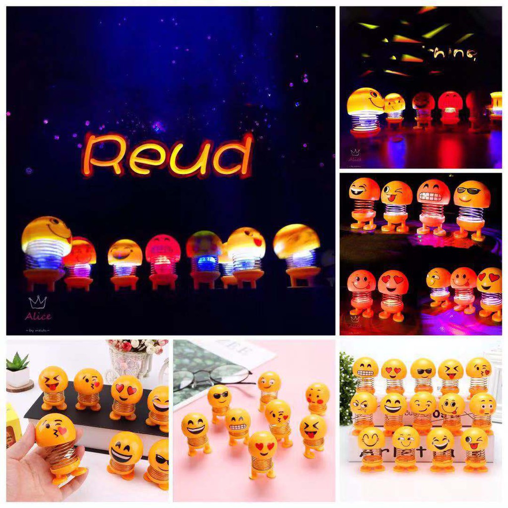 【Kualitas Tinggi】BONEKA PER EMOJI LED BONEKA GOYANG PAJANGAN MOBIL SPRING DOLL SHAKING HEAD