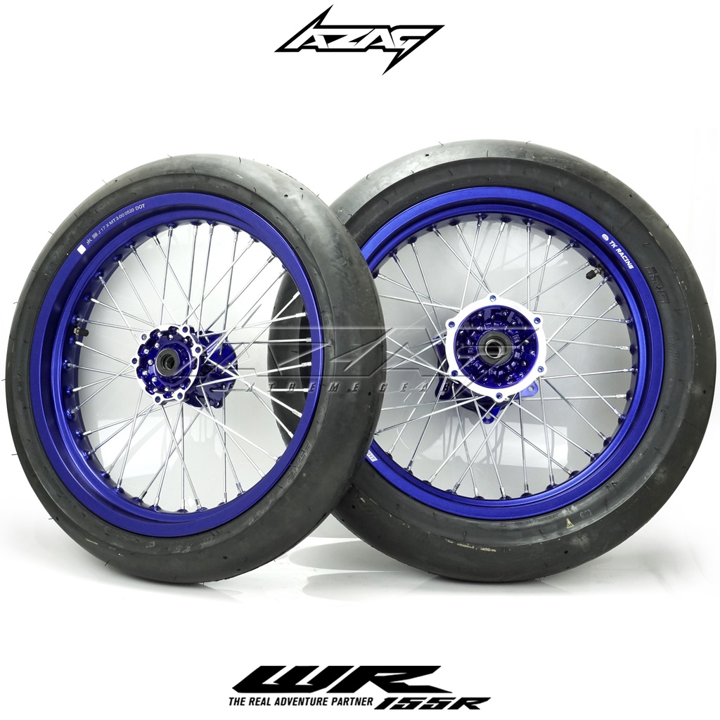 BAN SET SUPERMOTO WR155 TK BLUE TROMOL ORIGINAL IRC FASTI 110-140