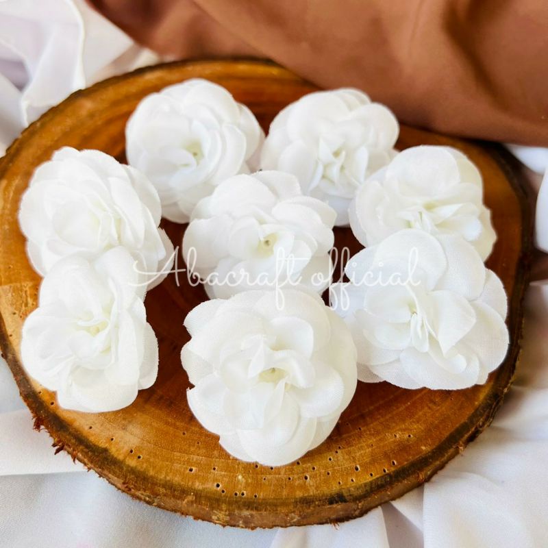 TERBARU 5pcs Aplikasi Bunga Mawar PUTIH bahan hiasan mahar seserahan
