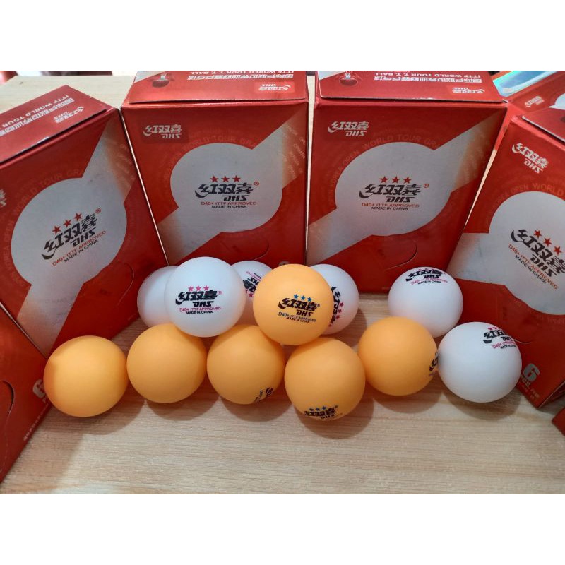 BOLA PINGPONG DHS D40+ BINTANG 3 KUALITAS BAGUS ISI 6