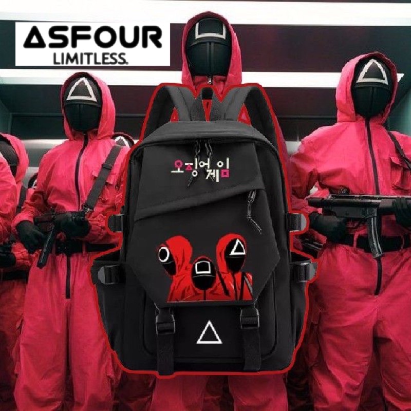 Asfour - Tas sekolah anak ransel PREMIUM karakter SQUID GAME terbaru 2022 Garansi Bayar ditempat COD FAYUS KIDS