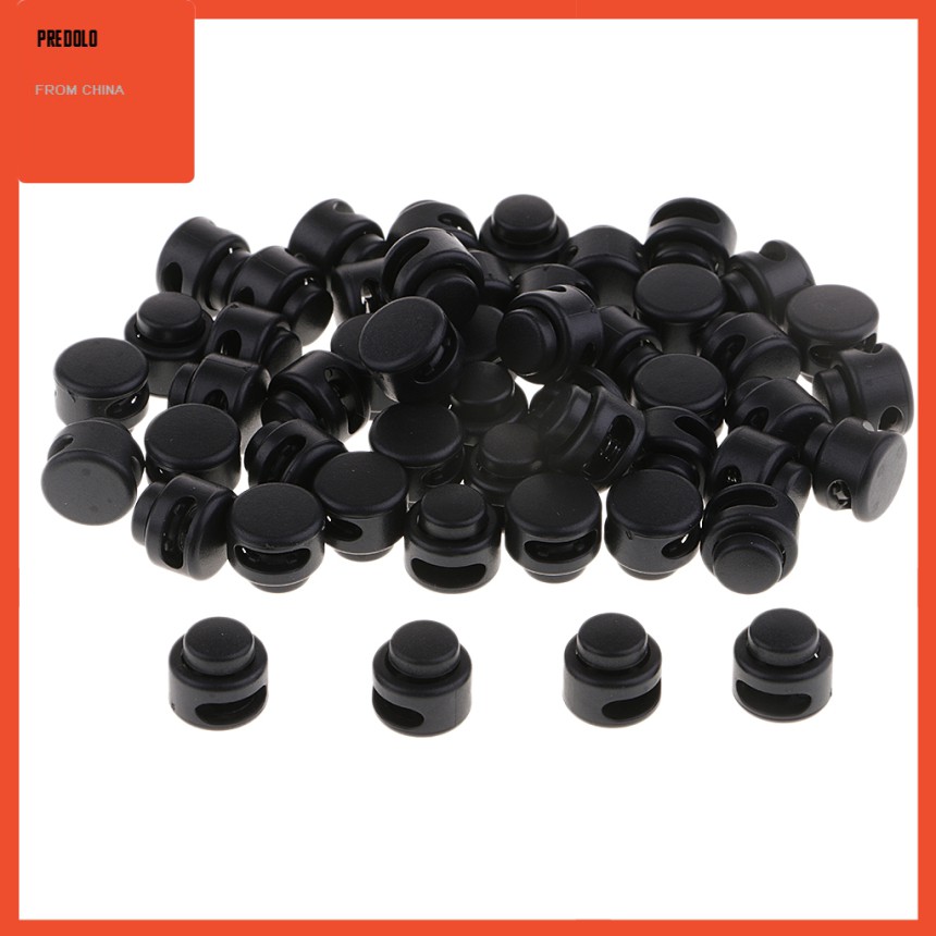 [In Stock] 50pcs Plastic Toggle Spring Stop 2 Hole String Lanyard Luggage Stoppers 13mm