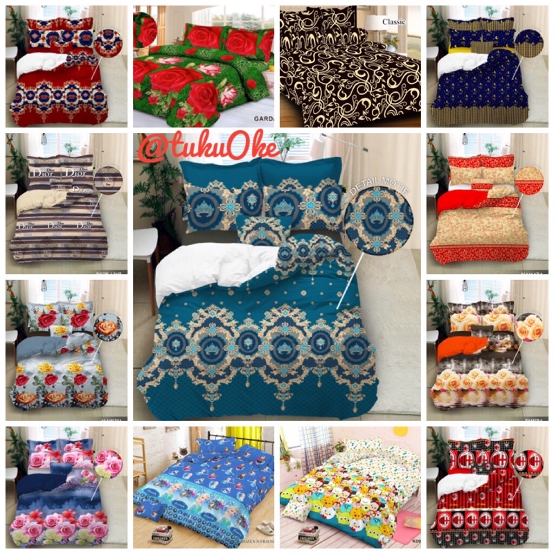 SPREI HOMEMADE 180x200 MOTIF DEWASA FLOWER NO.1 SIZE JUMBO ADA KARET SUDUT (2BANTAL 1GULING)