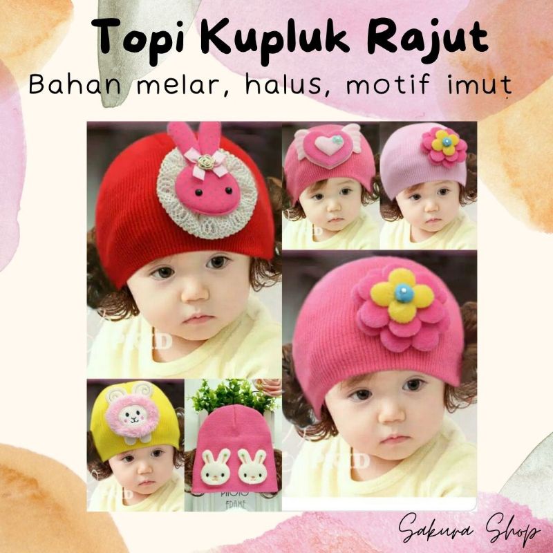 Topi Kupluk Anak Cewek / Kupluk Anak / Topi Anak / Topi Bayi /Kupluk Rambut Palsu