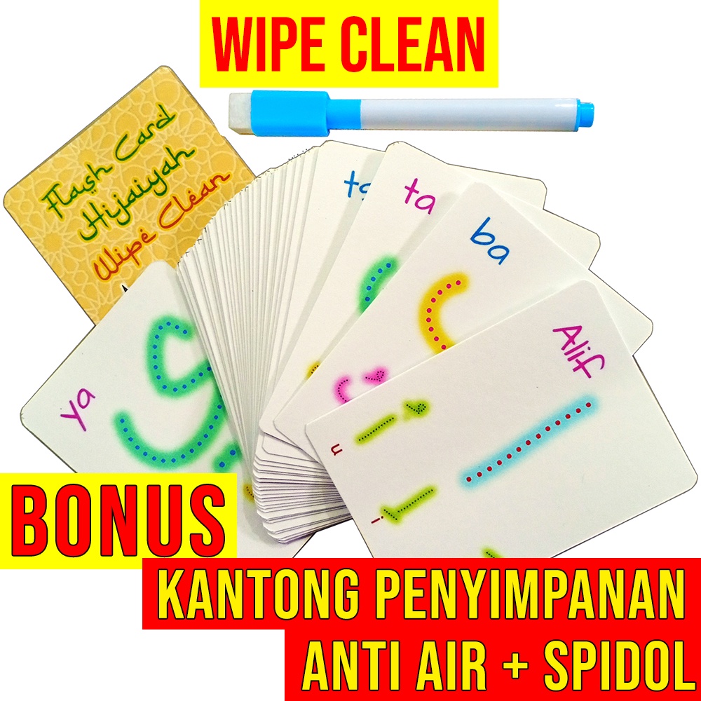 Flash Card Edukasi Wipe Clean Hijaiyah Mainan Belajar Anak Menulis Huruf Hijaiyah