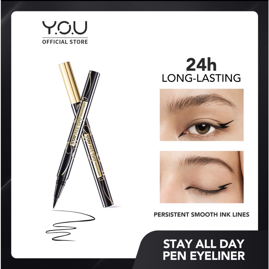 YOU Stay All Day Pen Eyeliner Waterproof | Tahan Hingga 24 Jam | Black | Hitam