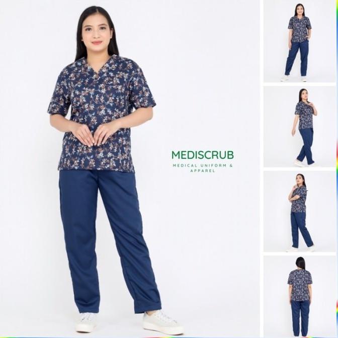 Bagus MEDISCRUB - V NECK MOTIF - Baju Jaga OK Dokter Perawat Nurse