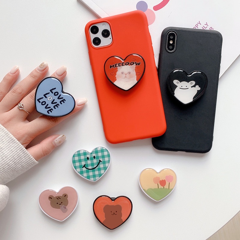 [TPC] BISA COD Pop Socket Phone Holder HP Korean Style Love Heart Bear Lucu Cute Aesthetic AG LL008