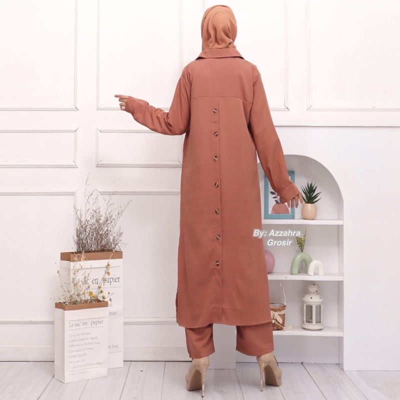 SetCel Setelan Laura Long Tunik Crinkle LD110 Jumbo Bigsize Oversize setelan wanita / 353-6866