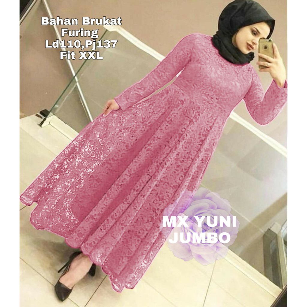 INDOBEST 2XL / XXL BRUKAT DRESS MEWAH YUNI / JUMBO SIZE / GAUN PESTA FORMAL