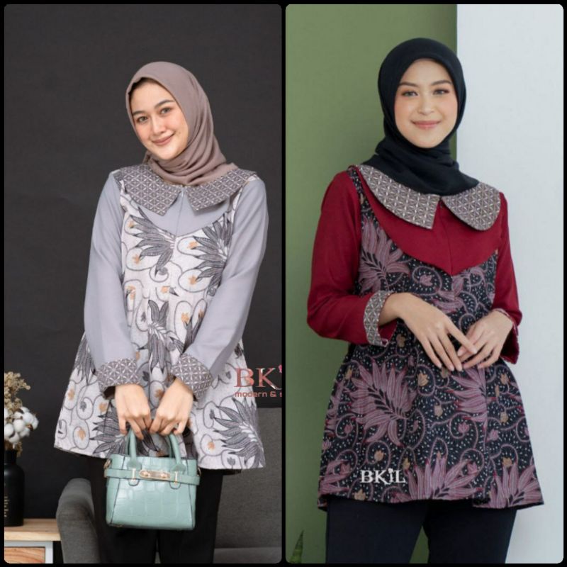 BAJU BATIK WANITA MODERN MONALISA GENES M,L,XL asli PEKALONGAN