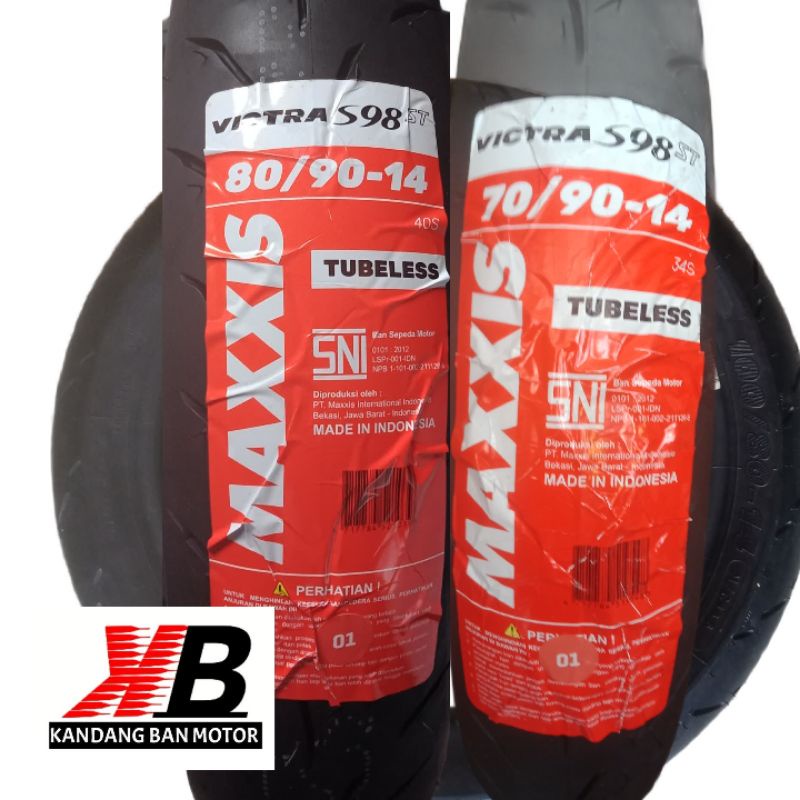 PAKET BAN TUBLES MATIC MAXXIS VICTRA  S98ST 70/90 + 80/90.14 MOTIF SPORT, BAN N