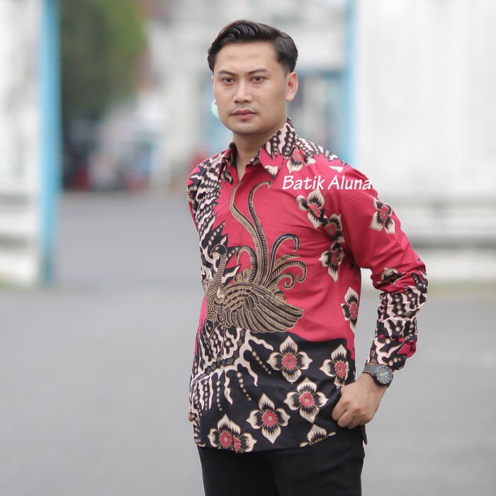 Batik Lilac Pria Premium Kemeja Lengan Panjang Pabrik Batik Solo Aluna PCW 082