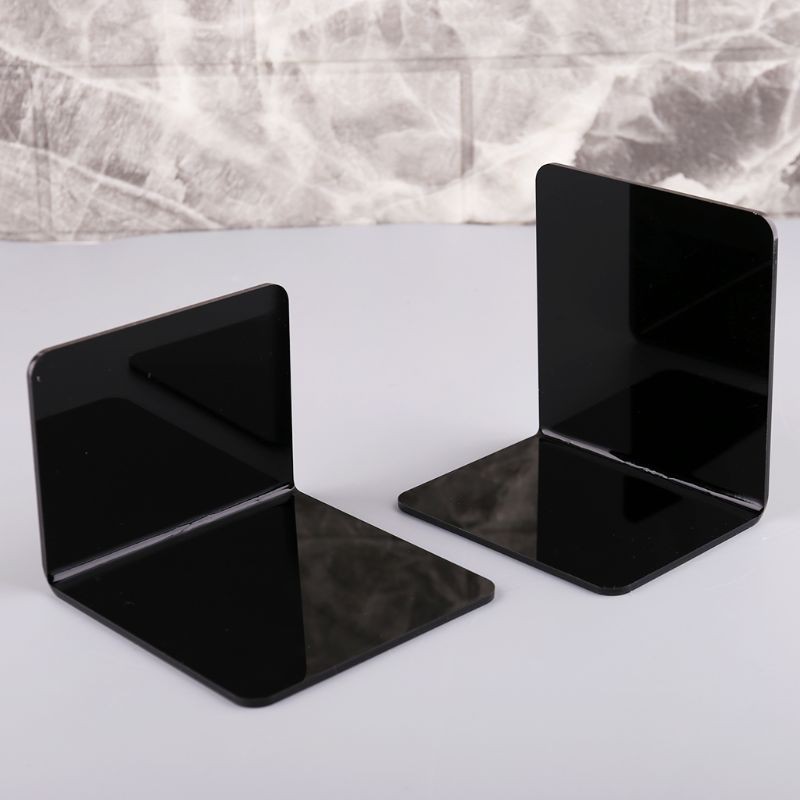 Cozy 2pcs Black Acrylic Bookends L Shaped Desk Organizer Desktop Book Holder School Stationery Shopee Indonesia