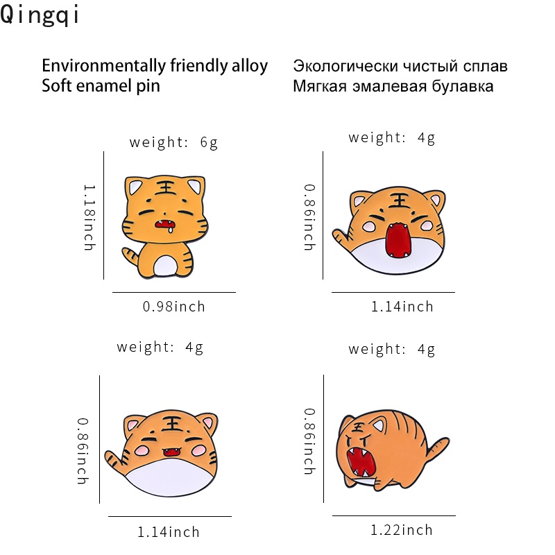 Bros Pin Enamel Desain Kartun Hewan Harimau Kecil Untuk Anak