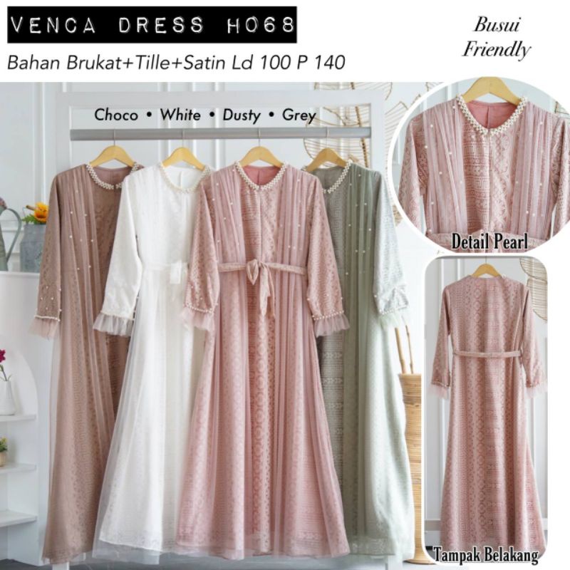 Baju dress gamis putih brukat brokat brocade tile mewah lace renda muslim lebaran ied idul fitri adh