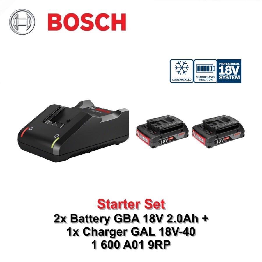 BOSCH Starter Cordless 18 V Kit Set 2.0Ah