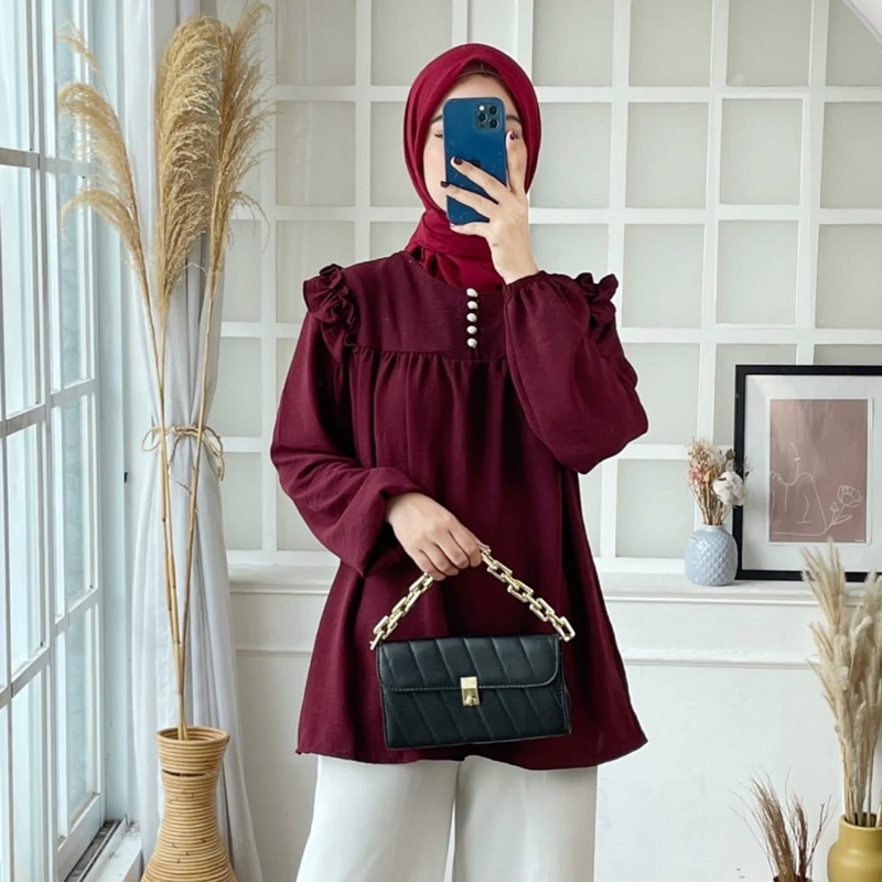 ATASAN CRINKLE YURI BLOUSE ATASAN JUMBO MUSLIM WUDHU FRIENDLY