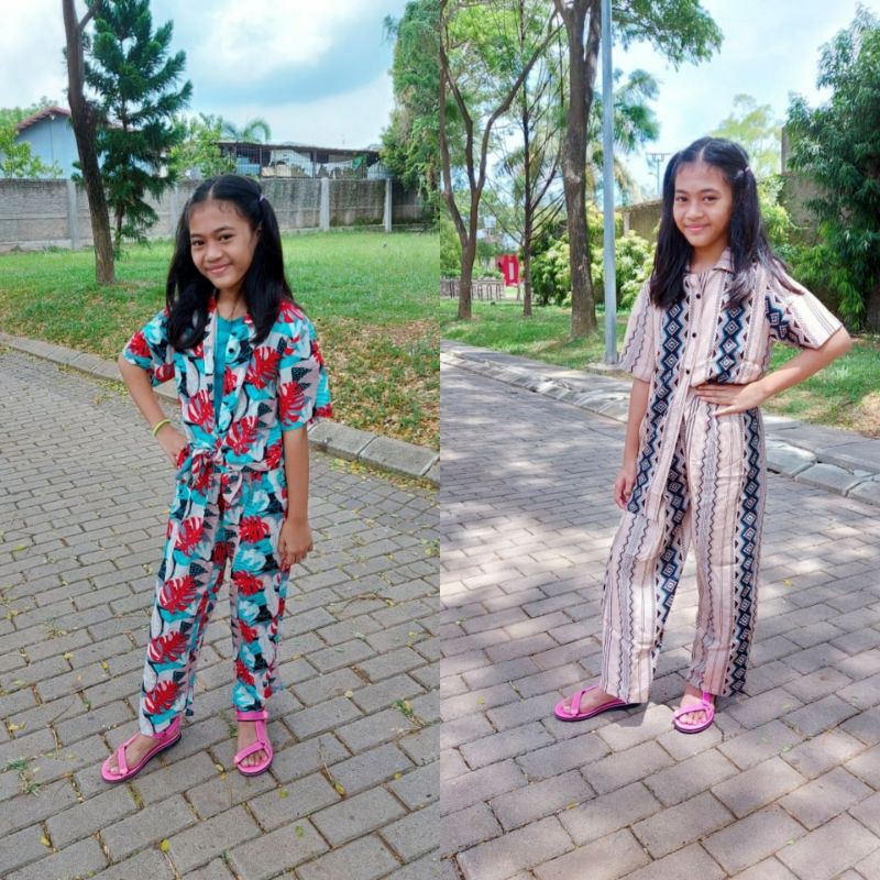 ONE SET RAYON NEECA SIZE REMAJA FULL KANCING SET RAYON TIEDYE ANAK PREMIUM