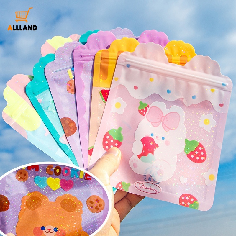 5pcs / Pak Kantong Plastik Ziplock Motif Kelinci Lucu Anti Lembab Untuk Permen / Biskuit / Cookies / Perhiasan