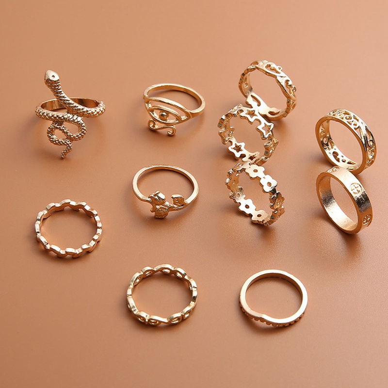 Bohemia 11 Pieces Rings Sets Women Jewelry For Holiday Gift 2020 New Popular Eye Snake Shape Trendy Rings Rings Sets