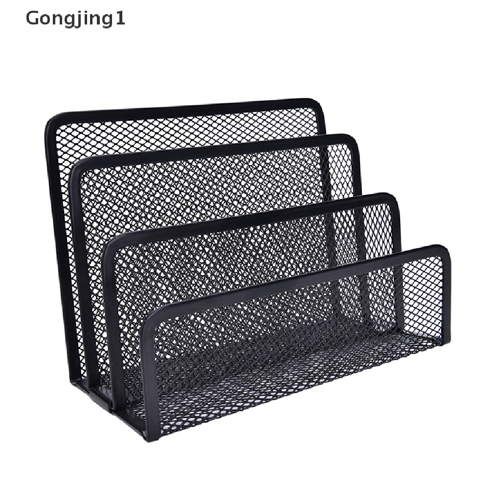 Gongjing1 Rak Organizer Mesh Hitam Holder Kertas Surat / File Untuk Meja Kantor