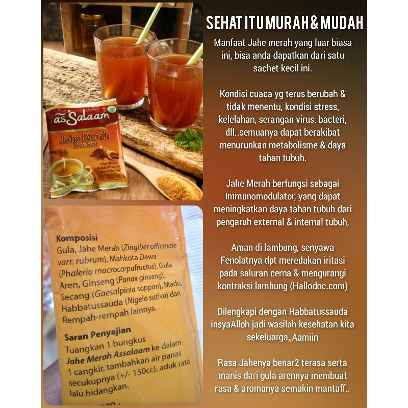 

Jahe Merah Assalaam/Jahe merah as salaam/minuman kesehatan/Jahe Merah Instant