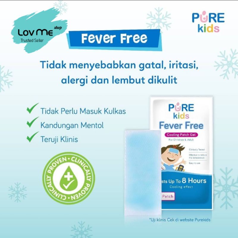 lov me❤ Pure Kids Fever Free Patch cooling gel isi 4- Kompres penurun panas