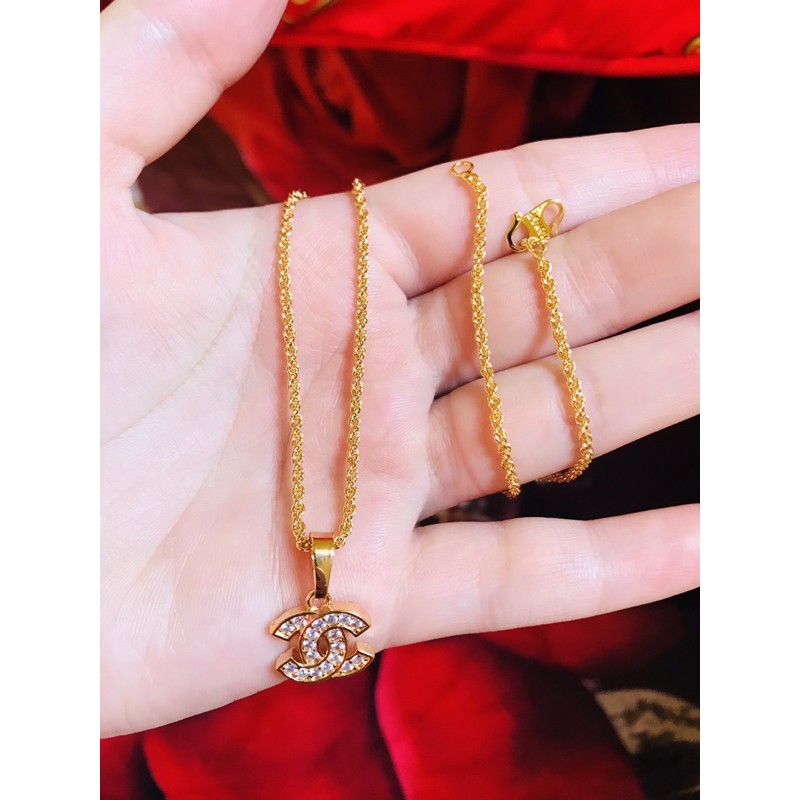 Kalung liontin permata emas lapis 24 k suping