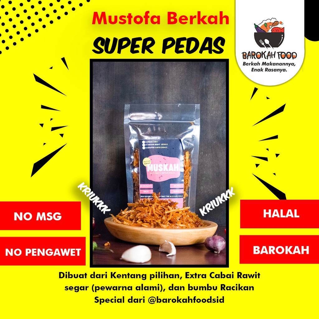 

Kentang Mustofa Berkah Kering Super Pedas /100gram-250gram-500gram/Mustopa Kentang Barokah Foods ID