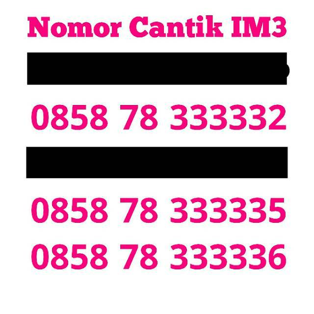 Nomor Cantik Indosat IM3 Ooredoo Kartu Perdana 4G Panca 0858 78 33333 x
