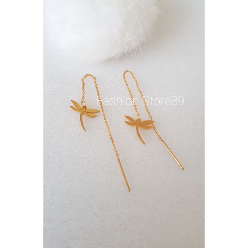 Ready Anting Jurai Rantai Panjang Capung Impor titanium gold Antikarat Fashion impor