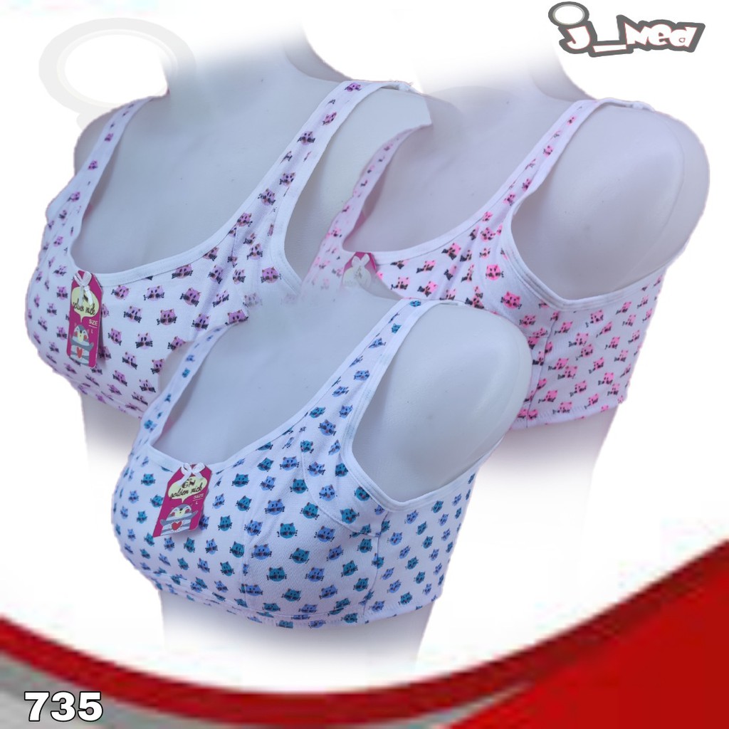 J735 MINISET/BRA REMAJA BUSA TIPIS TANPA KAWAT CUP BESAR M-XL DUA PENGAIT MS-RE1002