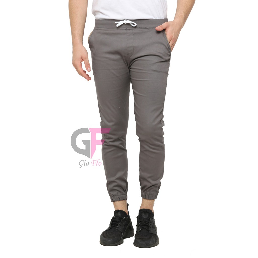 GIOFLO Celana Pria Bawahan Karet Jogger Panjang Pria Casual Modis Abu  / CLN 802