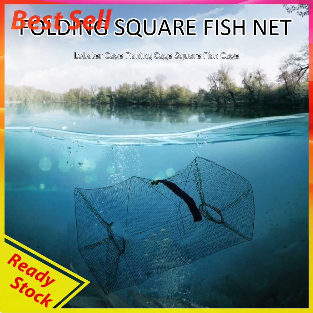 Portable Fishing Net Fish Shrimp Mesh Cage Cast Fish Trap Foldable Network