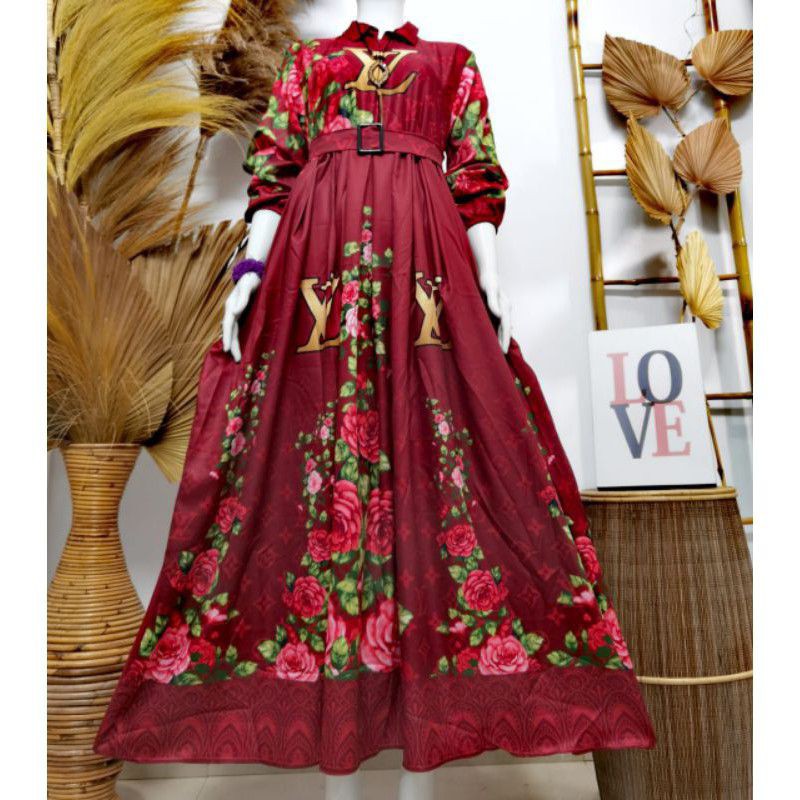 GAMIS SHR MEWAH MONSCREBE PREMIUM MOTIF BUNGA MAWAR TERBARU