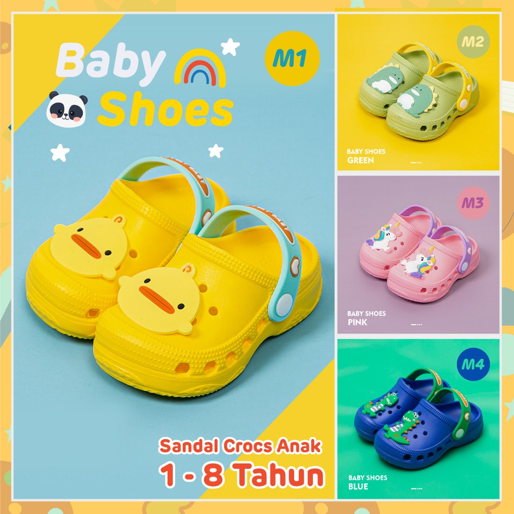 LAPAGO - Sepatu Sandal Slop Anak Kartun Dino Laki laki Perempuan Umur 1-8 Tahun Bahan Eva 2020.